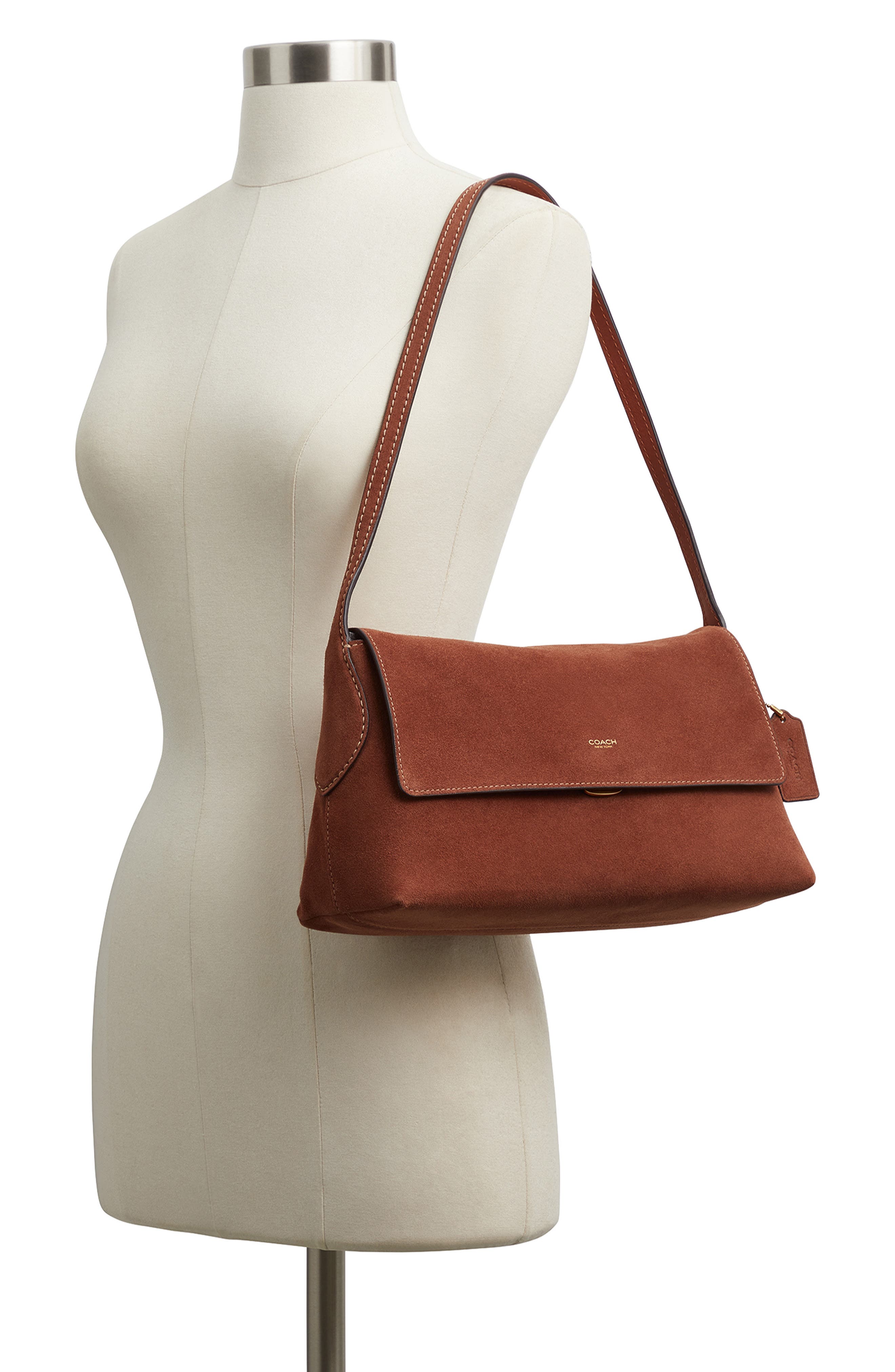 COACH Chelsea 30 Natural Grain Leather Shoulder Bag, Alternate, color, Clay