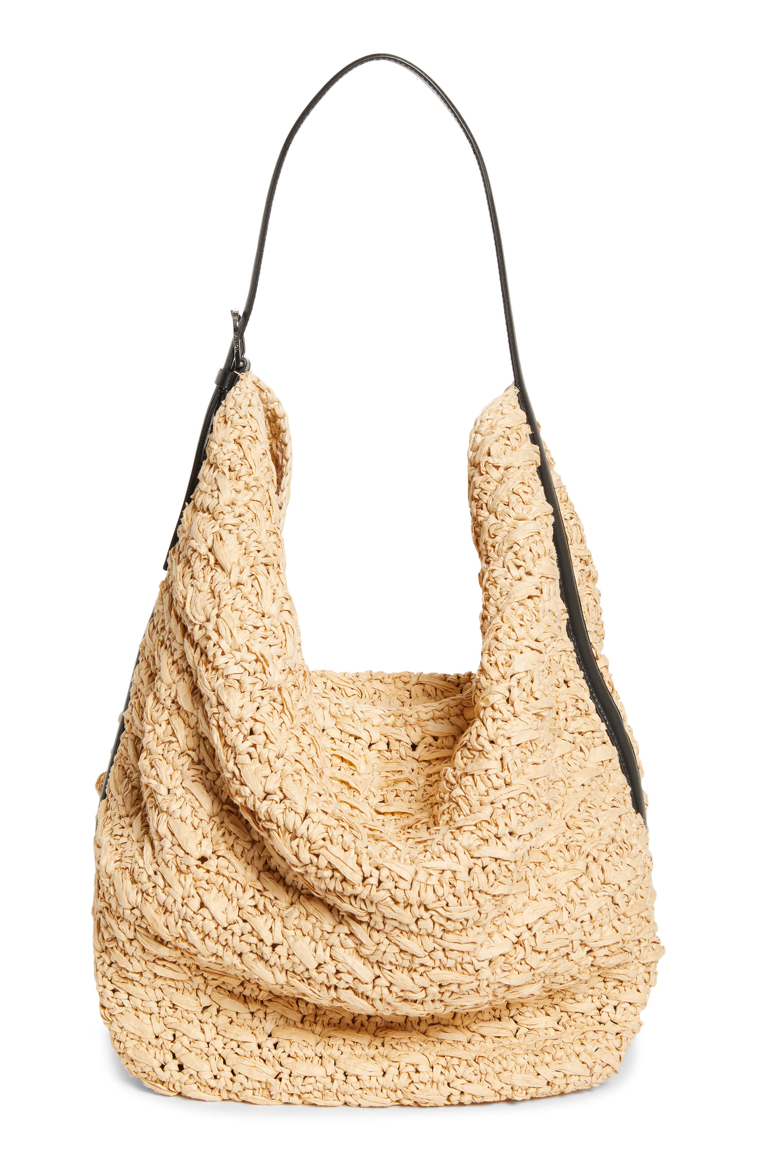 TOTEME Belted Straw Tote, Main, color, Natural