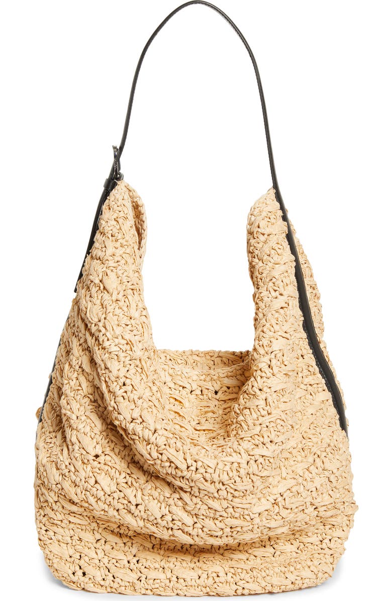 TOTEME Belted Straw Tote, Main, color, Natural