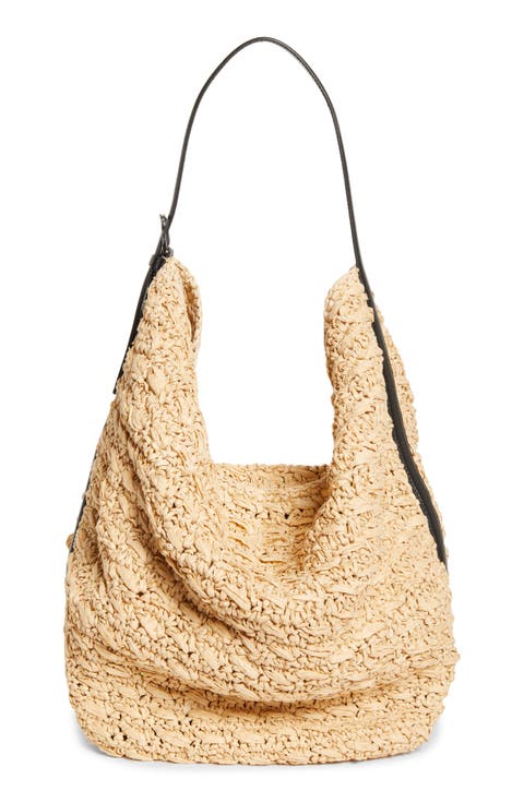 Belted Straw Tote