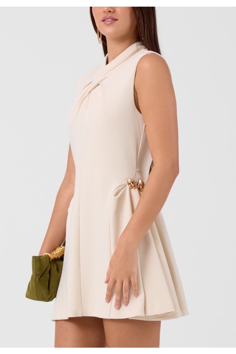 Sloane Twist Neck Mini Dress, Alternate, color, Parchment