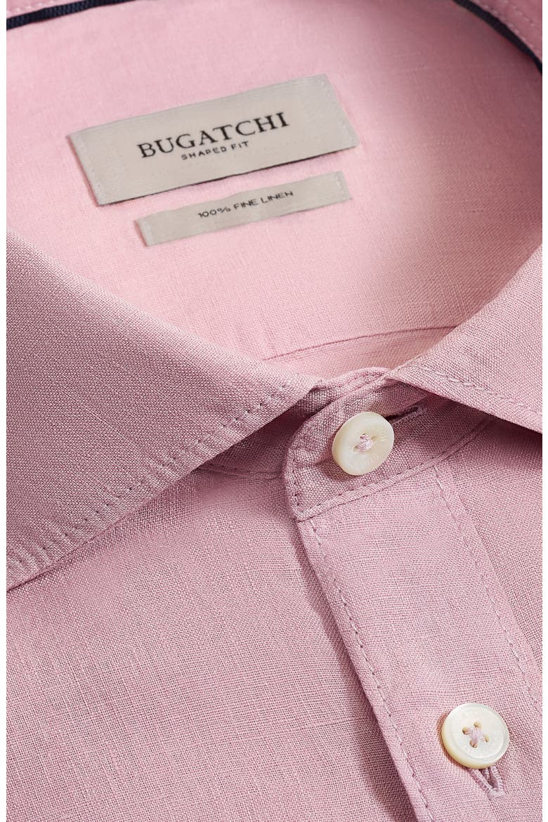 Axel Shaped Fit Linen Button-Up Shirt, Alternate, color, PINK