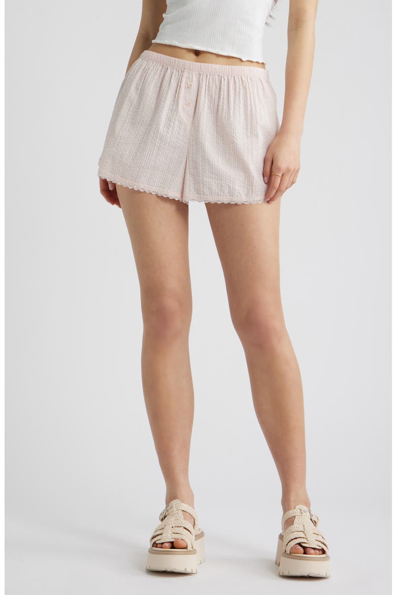 Cotton Seersucker Boxer Shorts, Main, color, PINK BALM