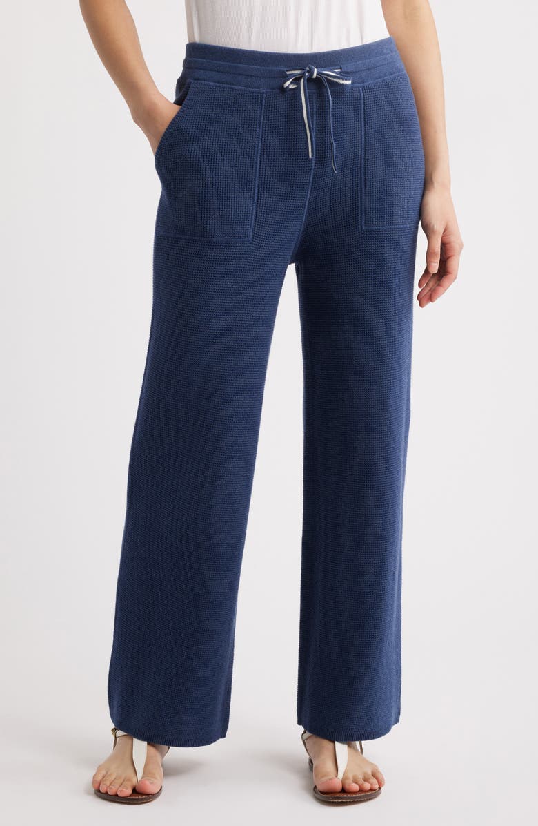 MARGARET O'LEARY Joan Cotton Waffle Wide Leg Pants, Main, color, 