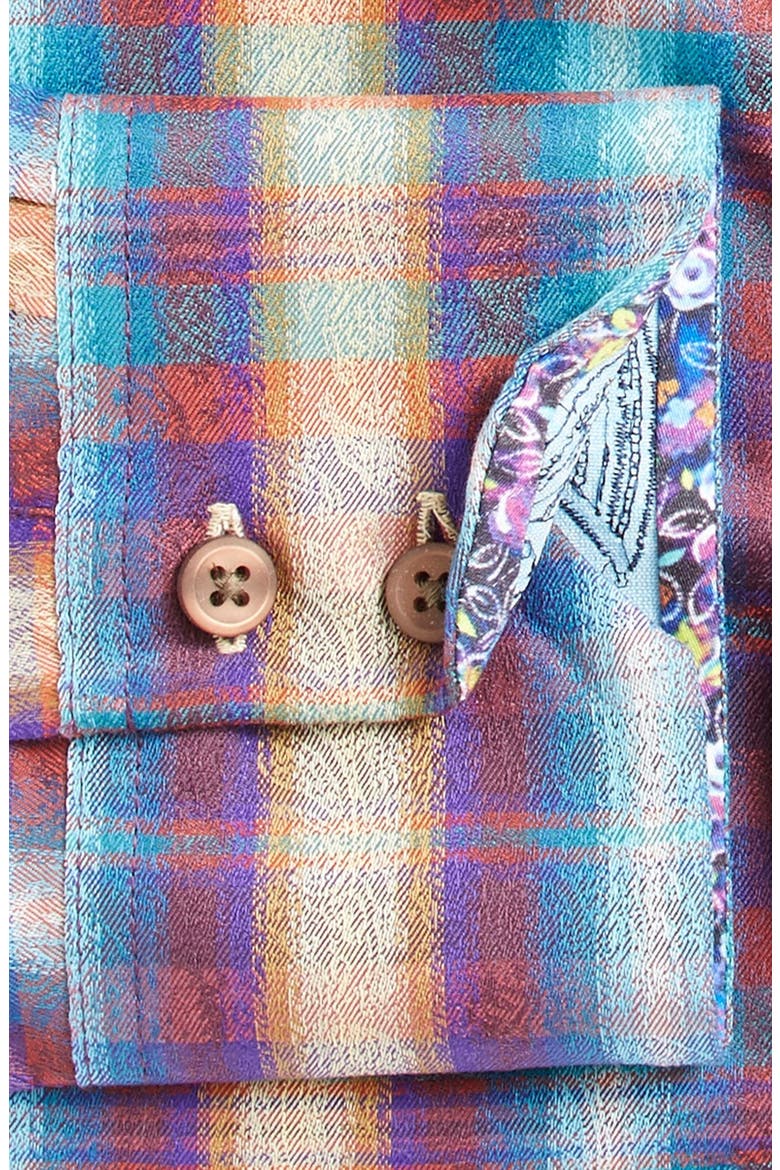'Chiswick' Classic Fit Plaid & Paisley Sport Shirt, Alternate, color, TEAL