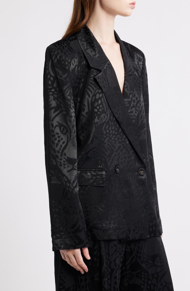 FARM Rio Leopard Jacquard Blazer, Alternate, color, Black