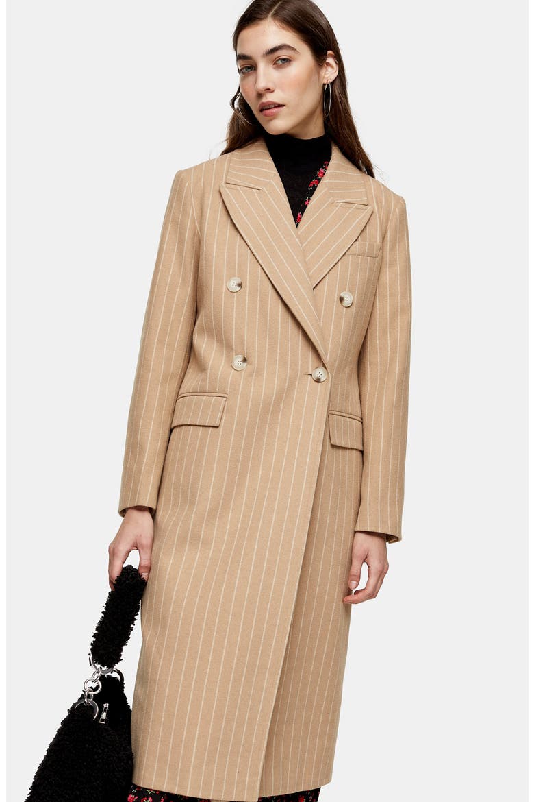 Pinstripe Longline Jacket, Alternate, color, CAMEL