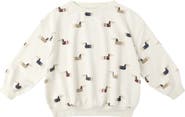 QUINCY MAE Dachshund Print Relaxed Cotton Blend Fleece Sweatshirt