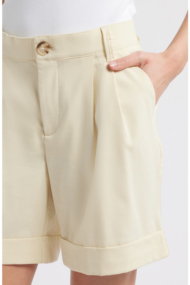 Skyrise High Waist Pleated Shorts, Alternate, color, FROSTY LEMON