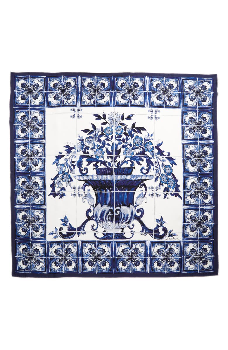 Dolce&Gabbana Mediterraneo Square Silk Scarf, Alternate, color,