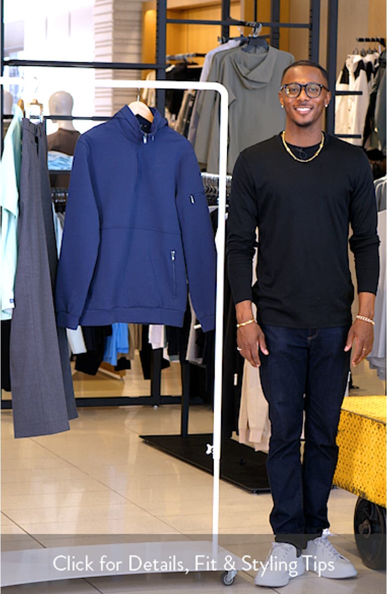 Quarter Zip Stretch Cotton Sweatshirt, sales video thumbnail