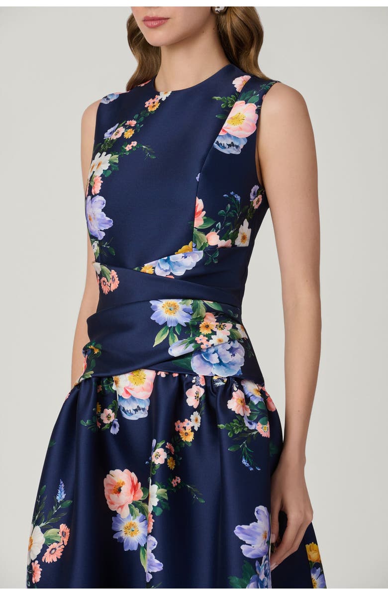 Shoshanna Midnight Marie Tossed Floral Mikado Dress, Alternate, color, Navy Multi