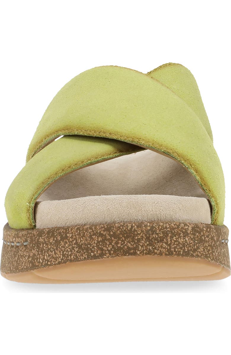 Dansko Bridget Platform Wedge Slide Sandal, Alternate, color, Lime Burnished Suede