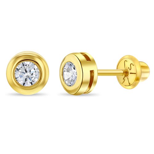 In Season Jewelry 14k Bezel Cubic Zirconia Earrings In Gold