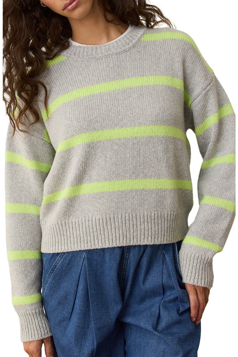 Berkeley Crewneck Sweater, Main, color, LIME STRIPE