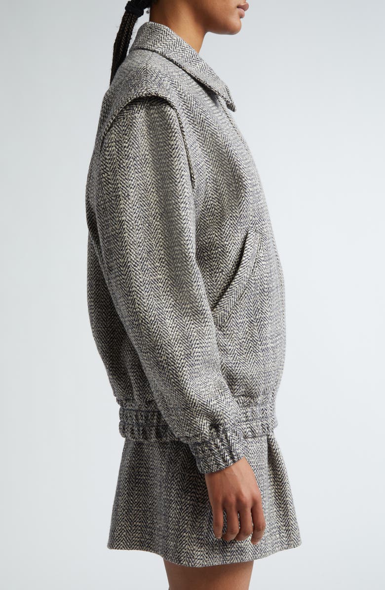 Golden Goose Journey Wool Blend Herringbone Bomber Jacket, Alternate, color, Midnight/ Ecru