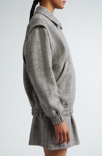 Golden Goose Journey Wool Blend Herringbone Bomber Jacket