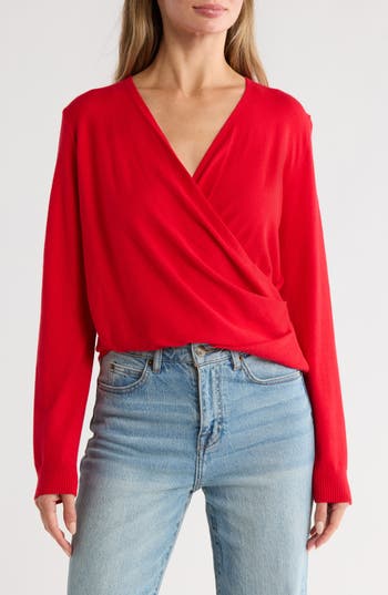 Gemma + Jane Crossover Front Sweater In Red