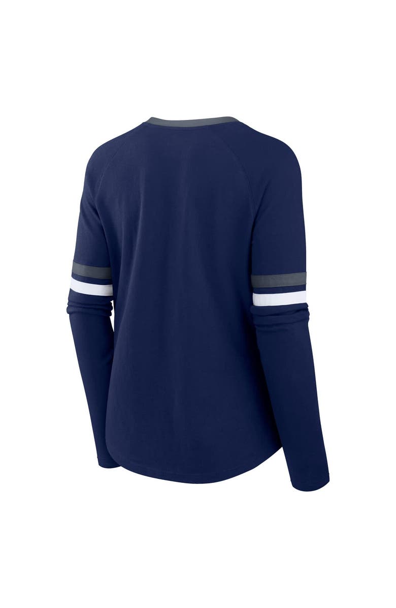 FANATICS Women's Fanatics Navy Dallas Cowboys Plus Size Won & Done Lace-Up V-Neck Long Sleeve T-Shirt, Alternate, color, Navy