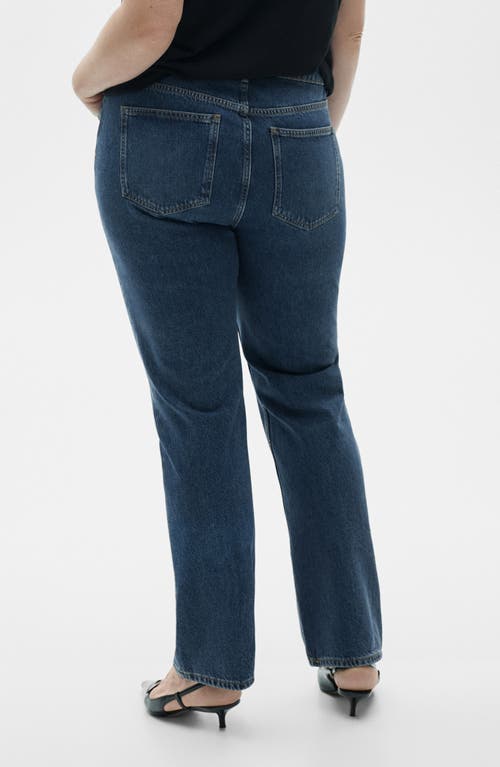 Mango Matilda Mid Rise Straight Leg Jeans In Dark Blue