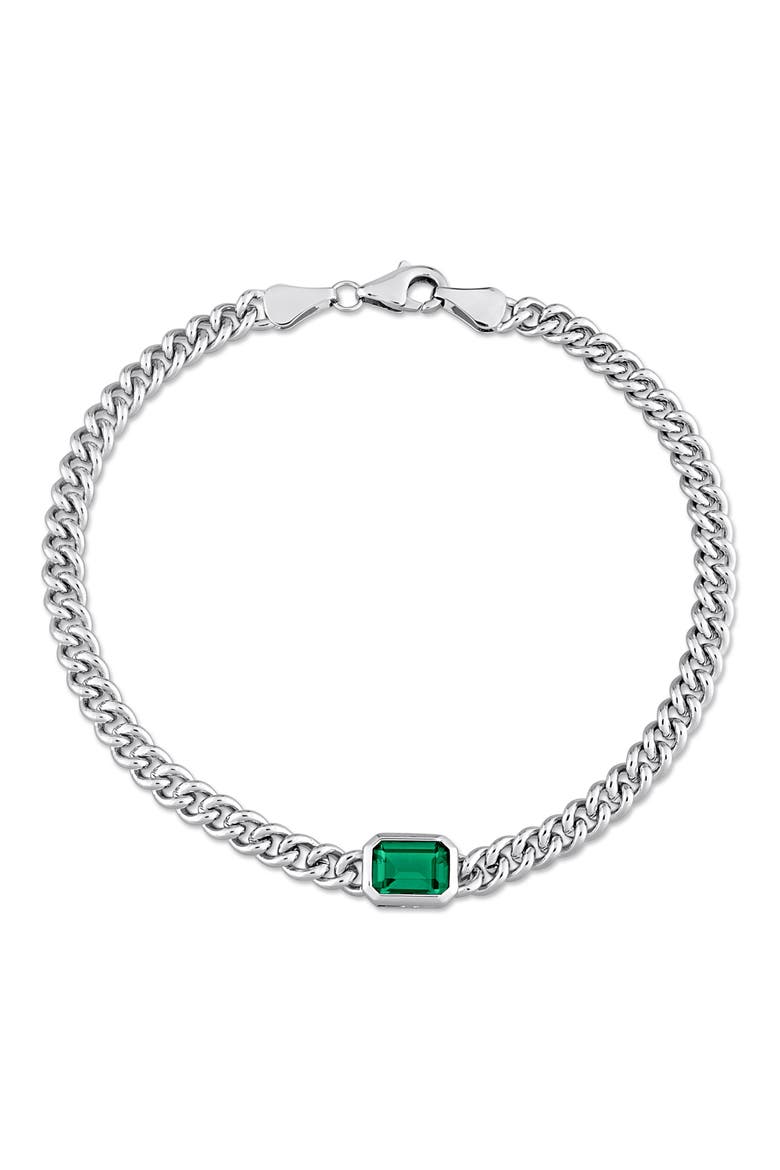 Sterling Silver & Green Cubic Zirconia Bracelet, Main, color, GREEN