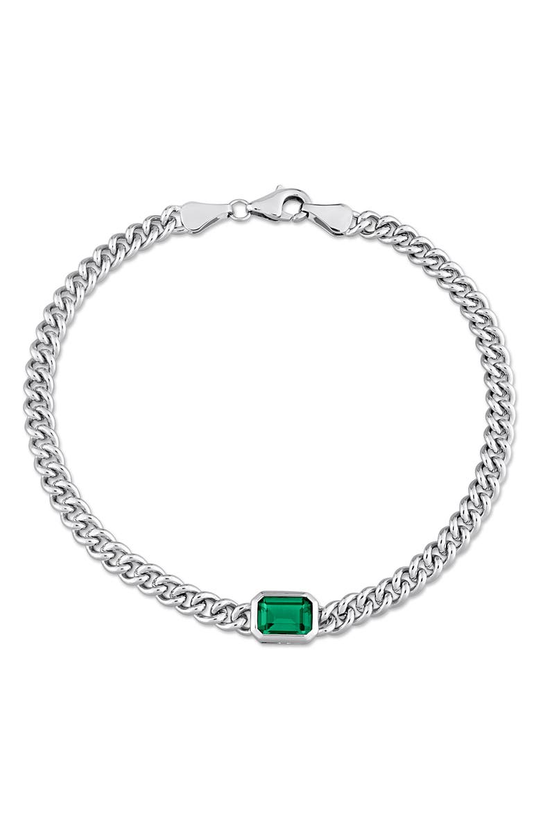 DELMAR Sterling Silver & Green Cubic Zirconia Bracelet, Main, color, Green