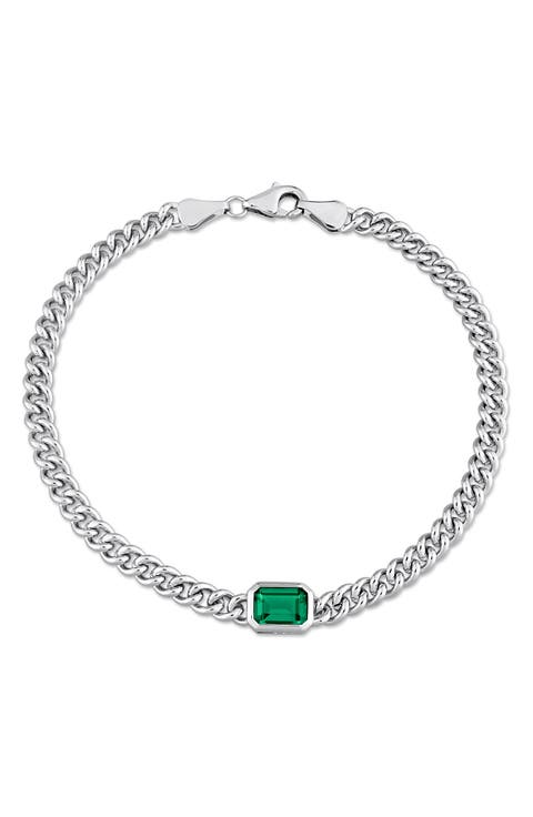 Sterling Silver & Green Cubic Zirconia Bracelet
