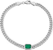 DELMAR Sterling Silver & Green Cubic Zirconia Bracelet