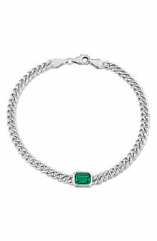 DELMAR Sterling Silver & Green Cubic Zirconia Bracelet