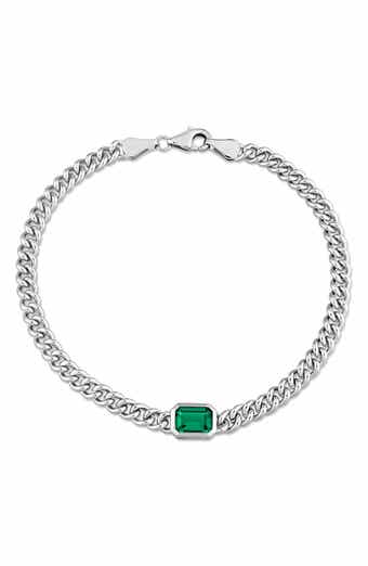 Sterling Silver & Green Cubic Zirconia Bracelet