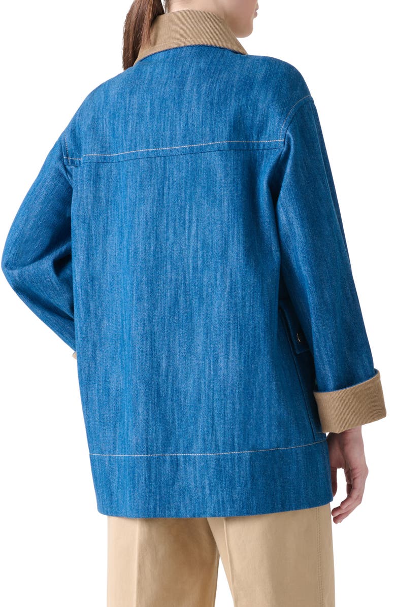 Akris punto Stretch Denim Chore Coat, Alternate, color, Medium Blue Denim