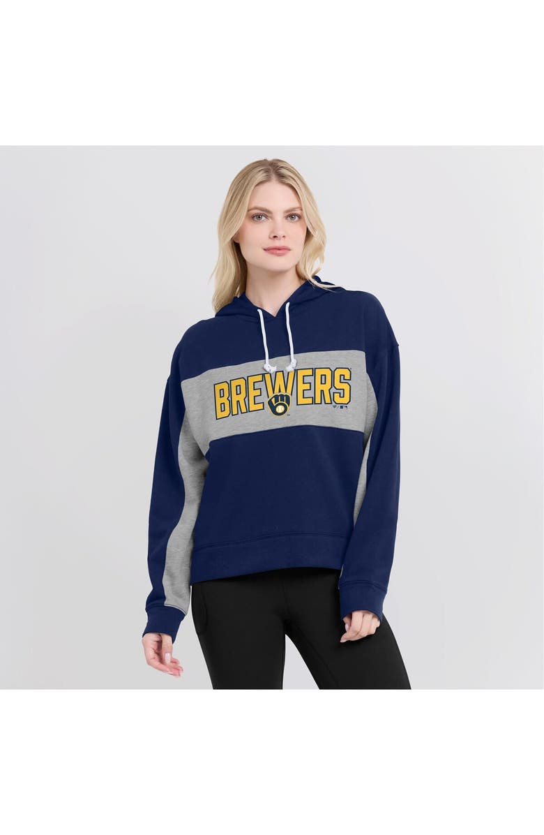 FANATICS Women's Fanatics Navy Milwaukee Brewers Filled Stat Sheet Pullover Hoodie, Alternate, color, Navy
