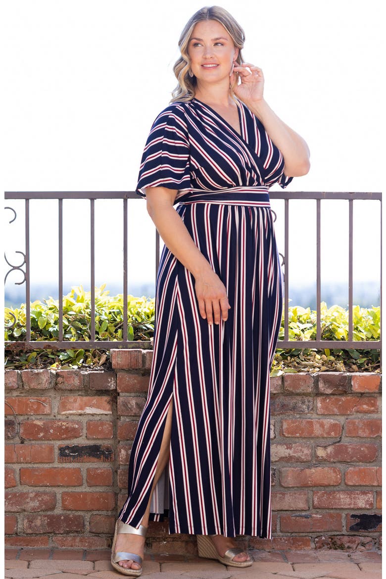 Vienna Maxi Dress, Alternate, color, NAUTICAL NAVY STRIPES