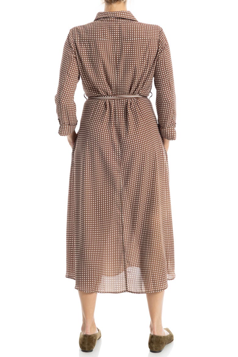 Cuffed Sleeve Midi Shirtdress, Alternate, color, MOCHA/ IVORY GAME DOT