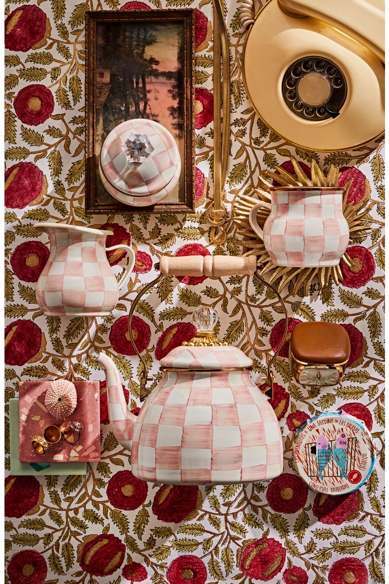Rosy Check Lidded Sugar Bowl, Alternate, color, PINK/ WHITE