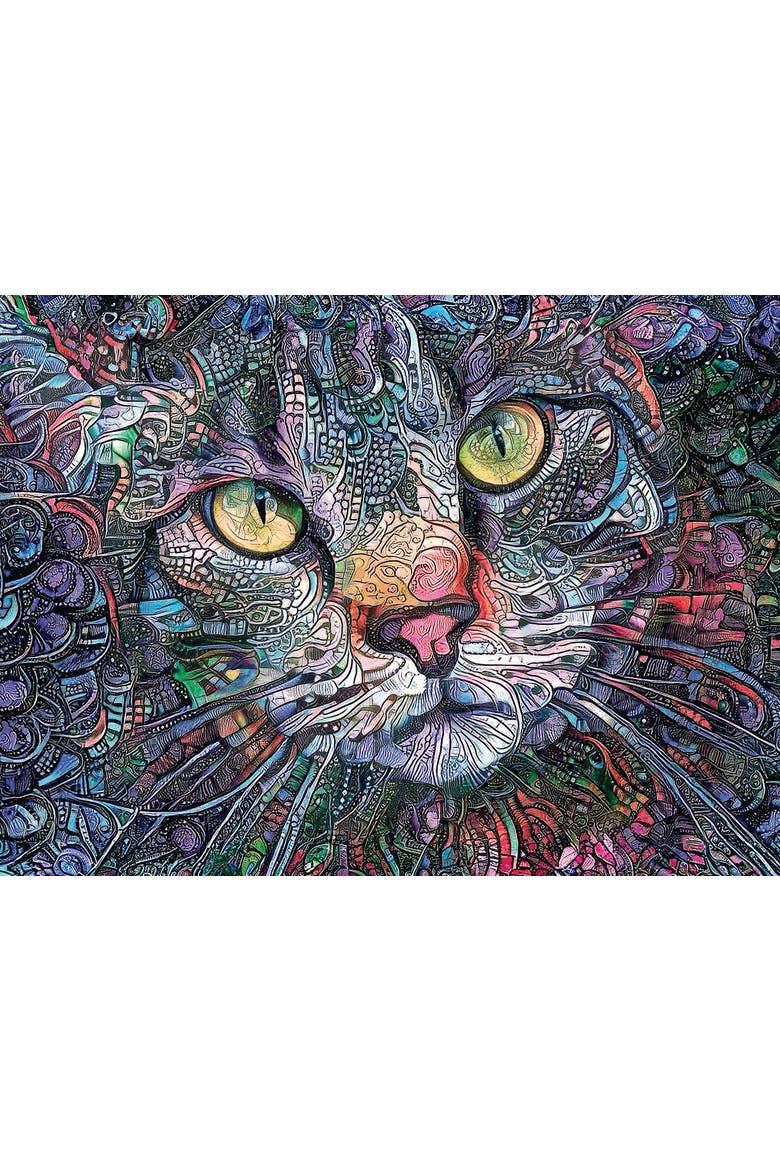 Psychedelic Kitty Cat 1000 piece Jigsaw Puzzle for Adults, Alternate, color, Multicolor