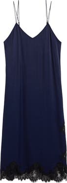 Nordstrom Midnight Lace Trim Satin Chemise