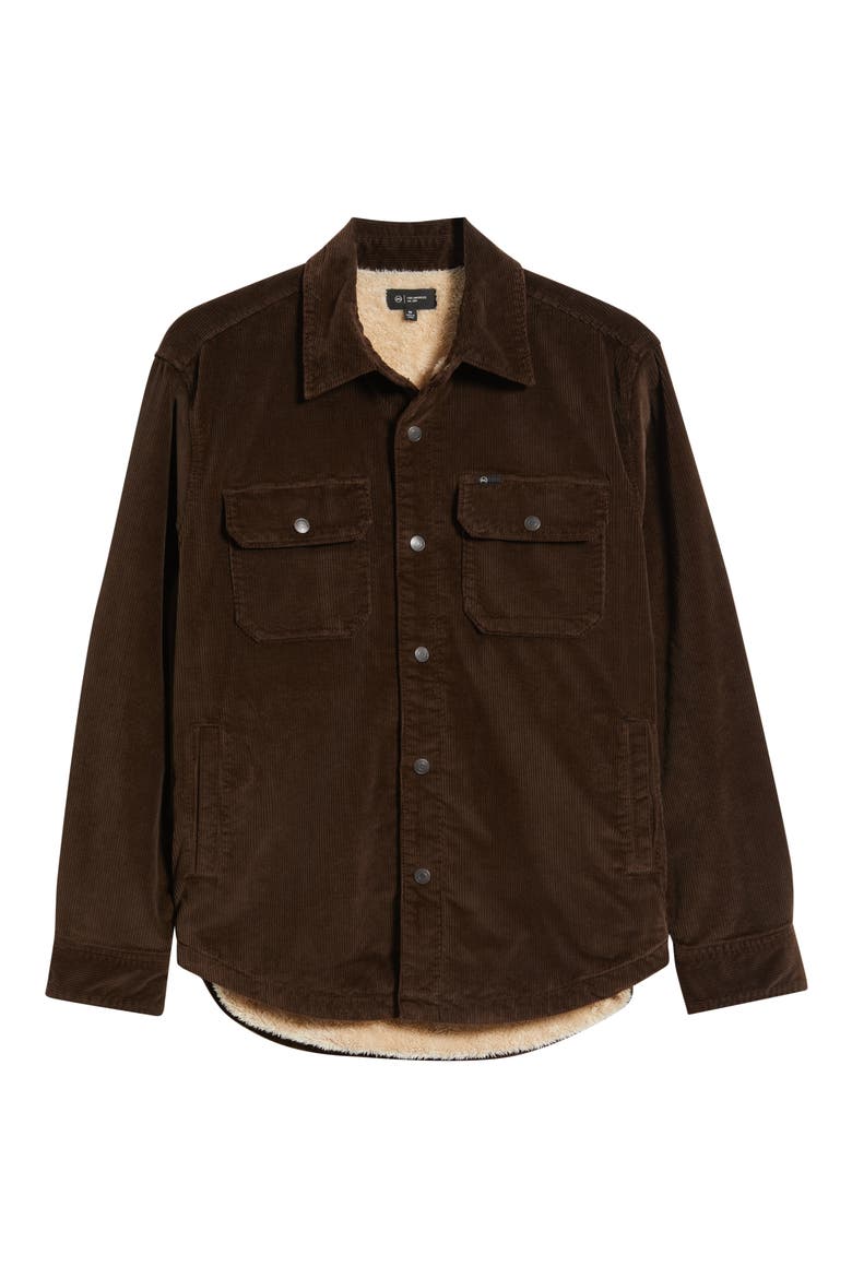 Elias Corduroy Shirt Jacket with Faux Shearling Lining, Alternate, color, RAW UMBER