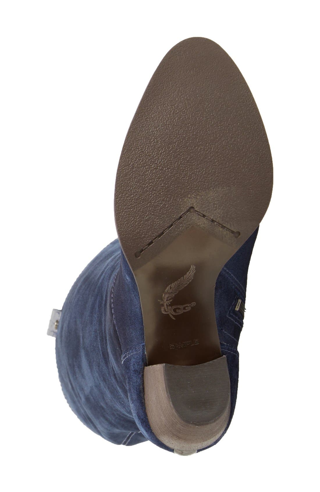 'Ava Croco' Tall Suede Boot, Alternate, color, NAVY SUEDE