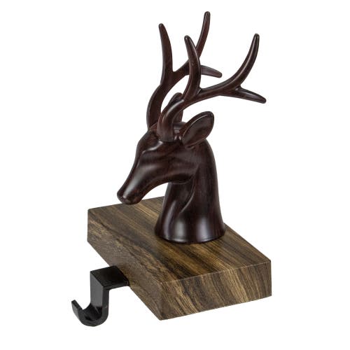 Northlight 7.5" Brown Marbled Buck Deer Head Christmas Stocking Holder In Brown