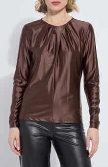 Fatima Pleated Neck Satin Top