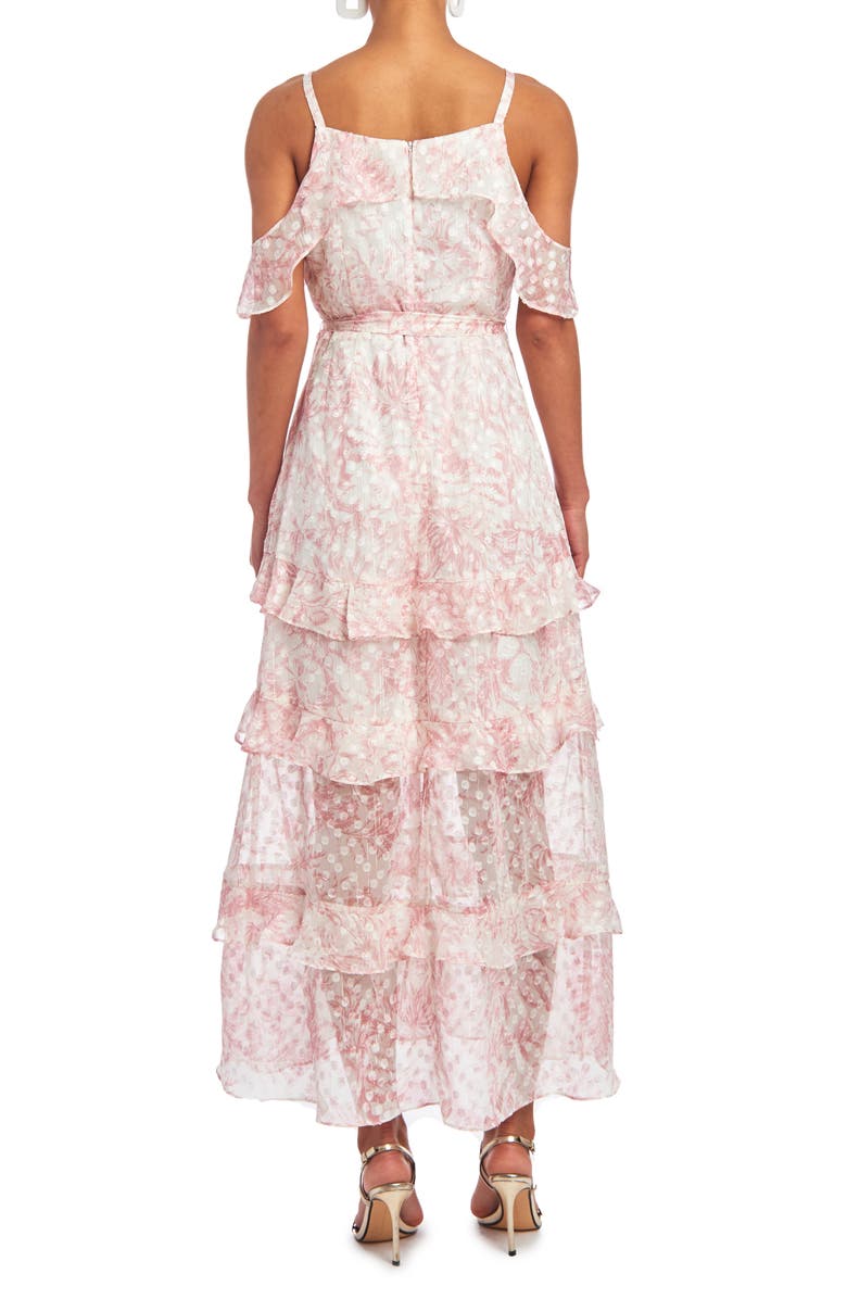 Christian Siriano Cold Shoulder Ruffle Maxi Dress, Alternate, color,