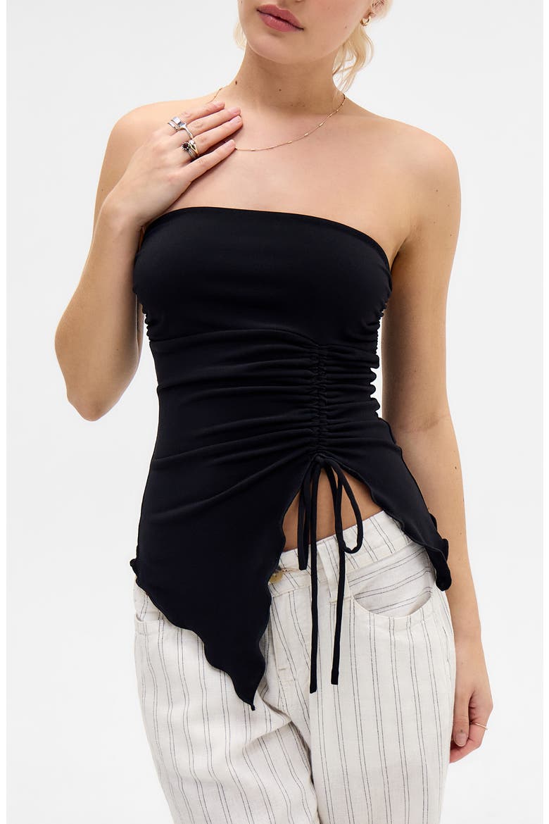 Rem Cinched Strapless Top, Main, color, BLACK