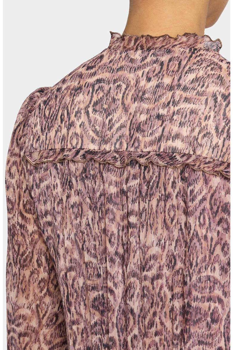 Amal Long Sleeve Fit and Flare Midi Dress in Printed Georgette, Alternate, color, DUSTY LILAC MULTI