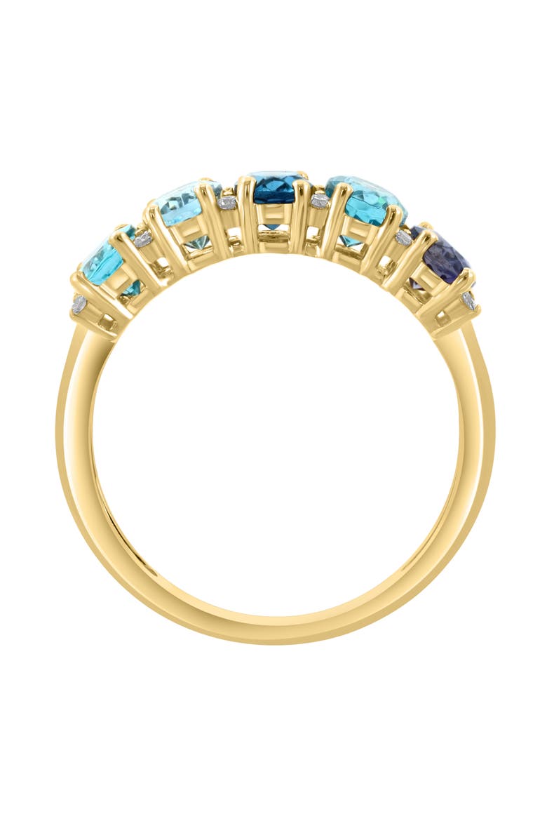 14K Yellow Gold Semiprecious Stone & Diamond Ring - 0.09ct., Alternate, color, BLUE