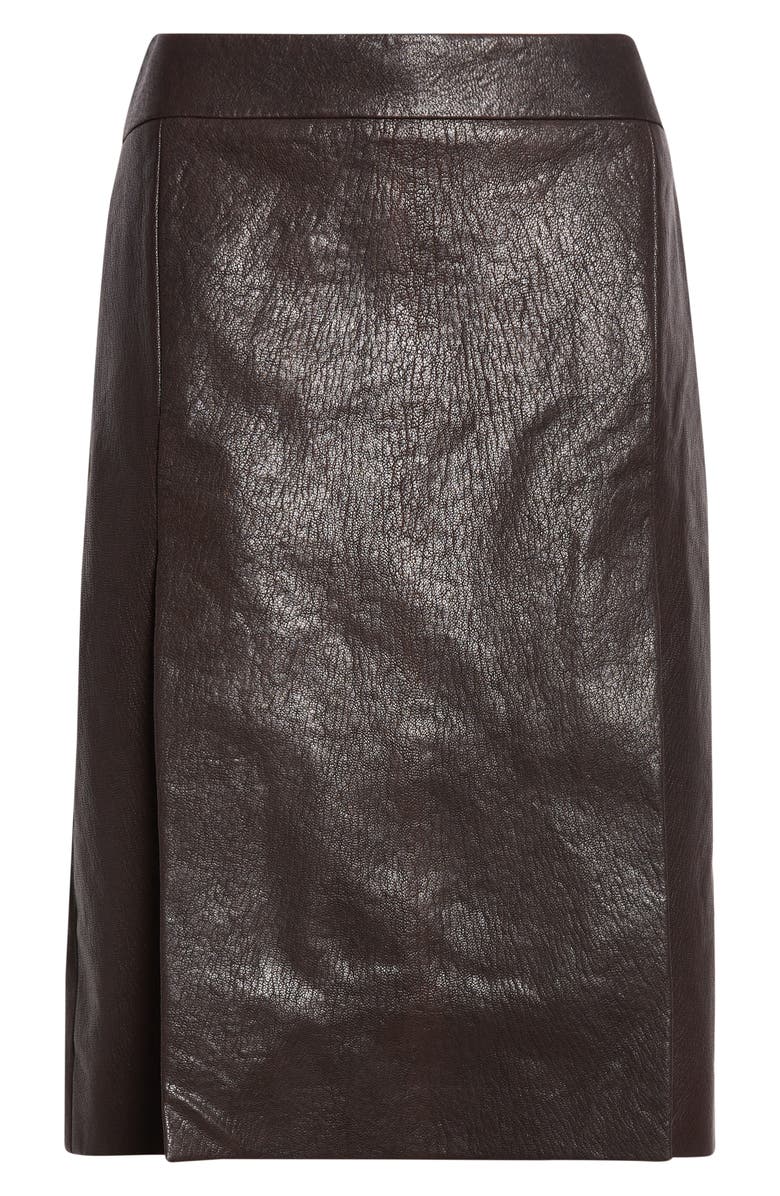 FERRAGAMO Leather Midi Skirt, Alternate, color, Expresso