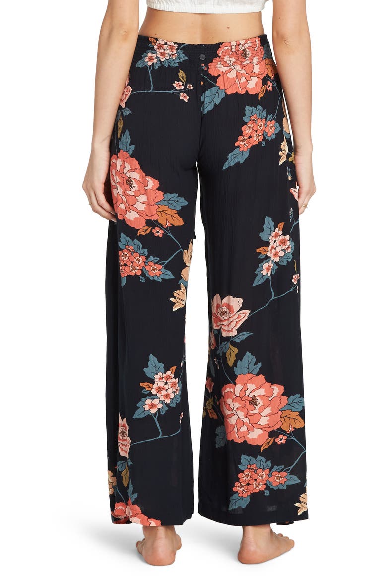 Adventure Spirit Print Wrap Front Pants, Alternate, color, BLACK