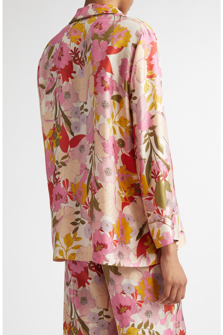 Alan Floral Silk Twill Button-Up Shirt, Alternate, color, PINK