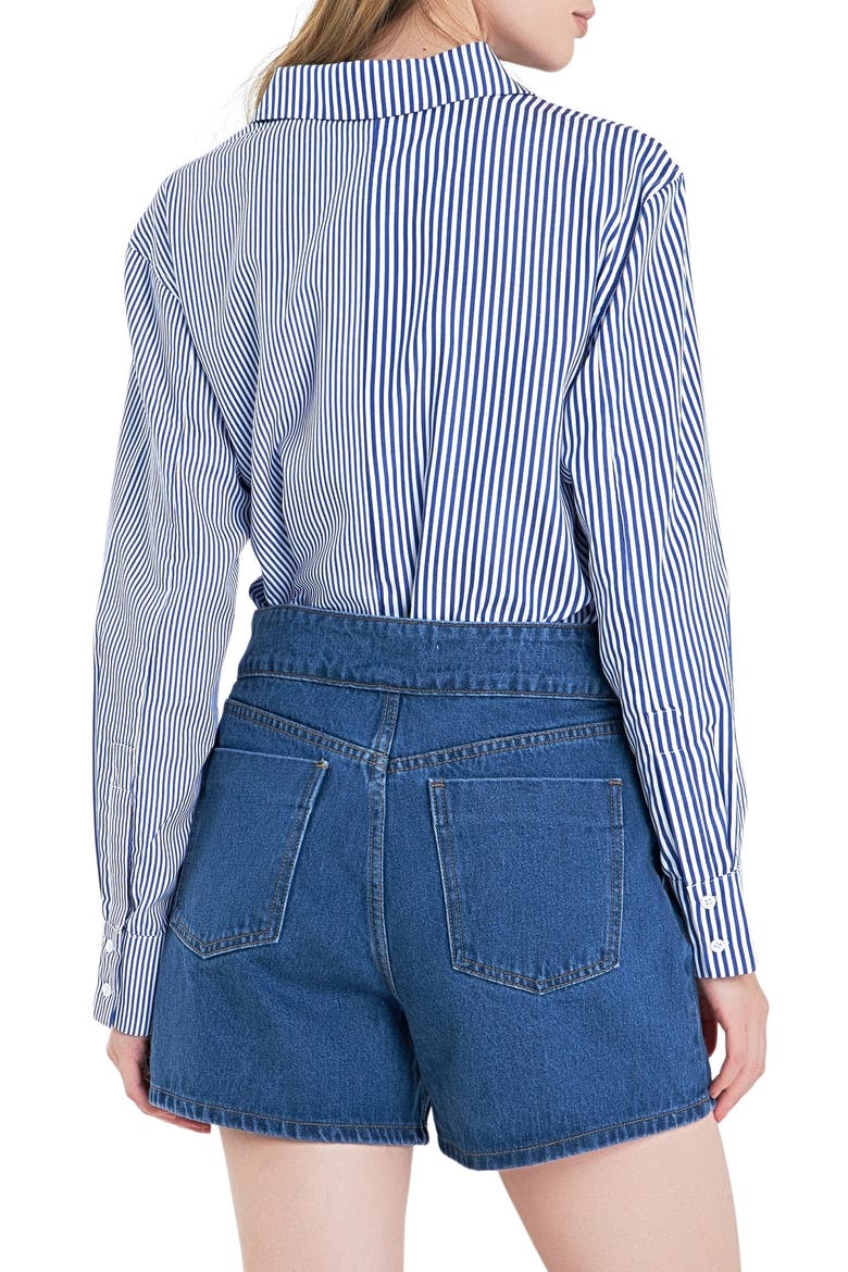 Colorblock Stripe Long Sleeve Button-Up Shirt, Alternate, color, BLUE