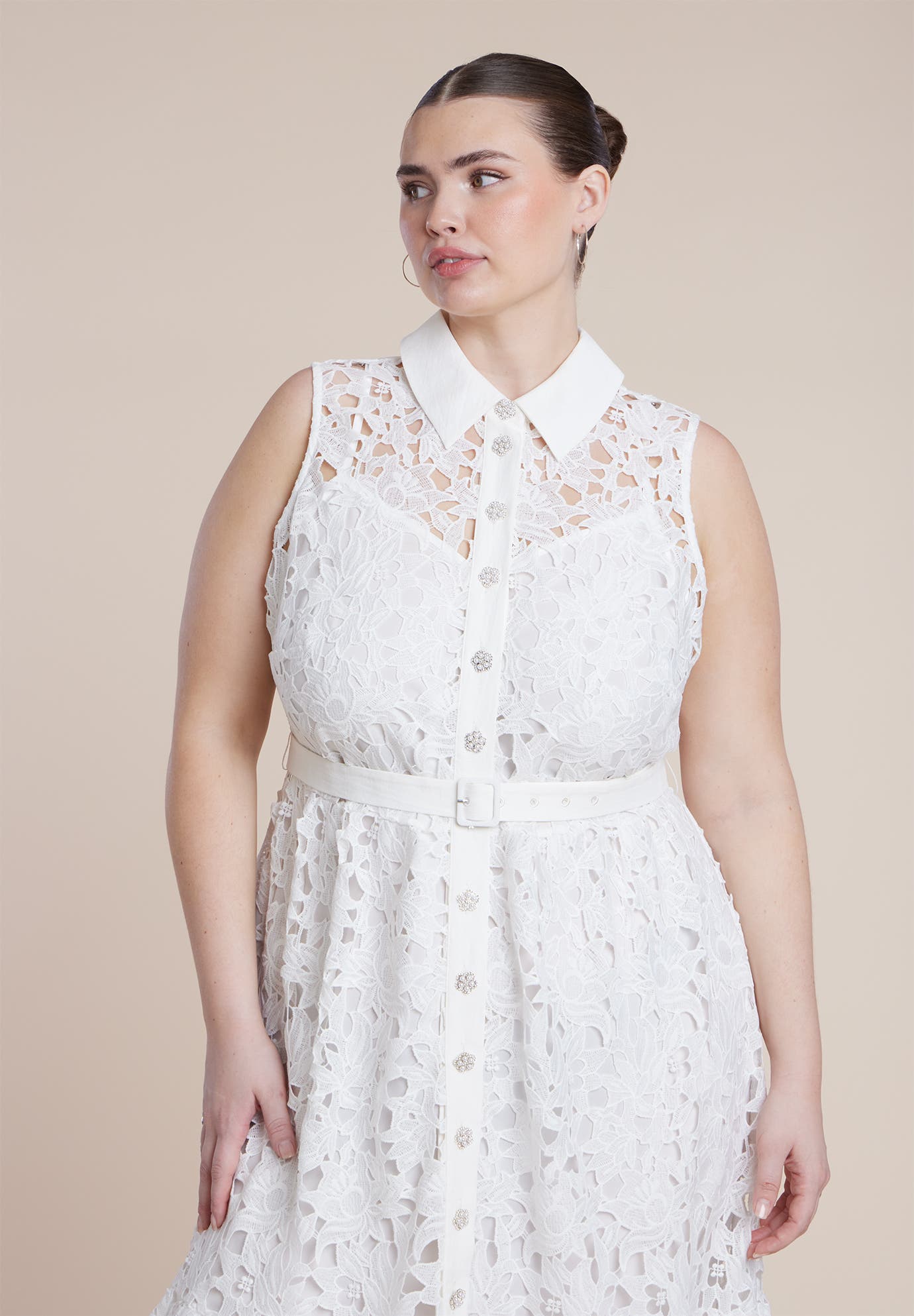 Lace Dress With Buttons & Collar - image 4